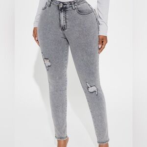 Women's Gray Distressed Jeans
